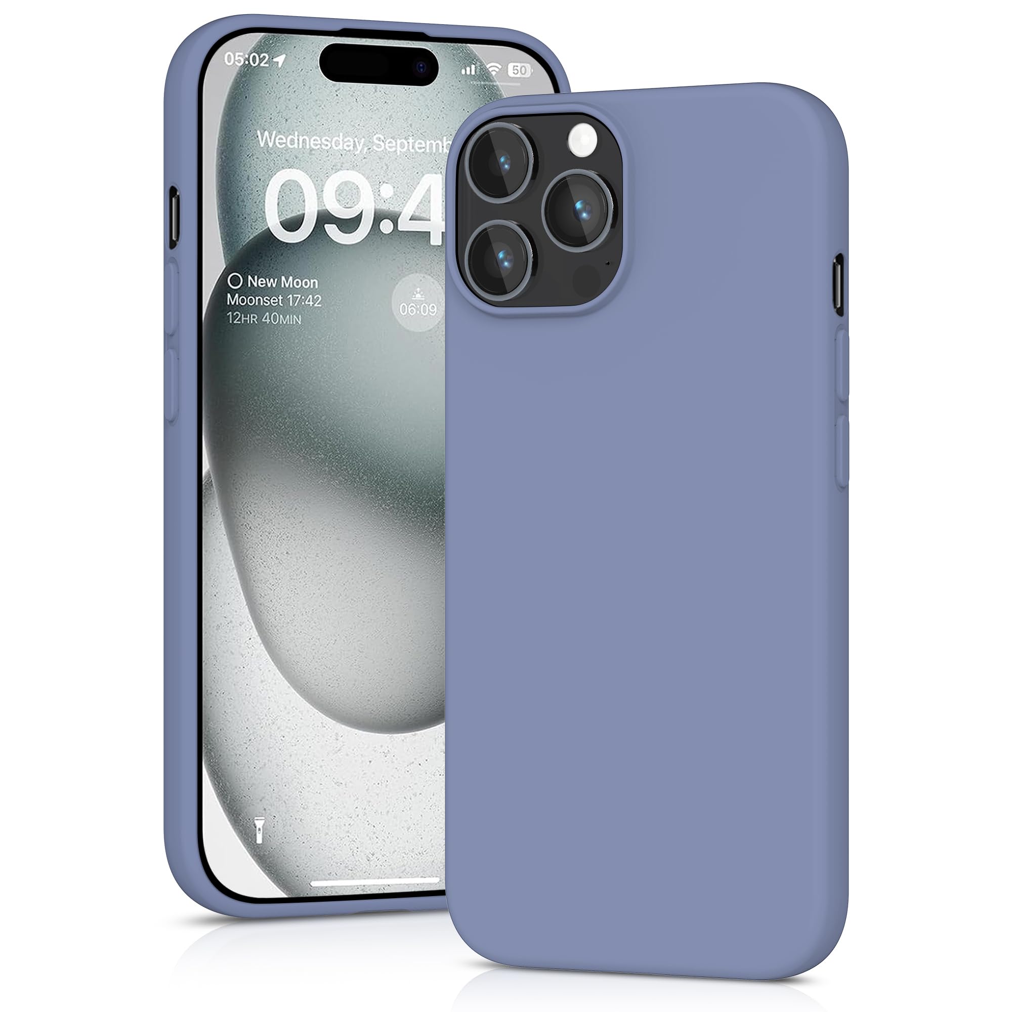 YATWIN Silicone Case for iPhone 16 Pro Max, Soft-Touch, Shockproof, DustProof, Antiskid Full Body Armour Phone Cover for Apple iPhone 16 Pro Max - Lavender Grey