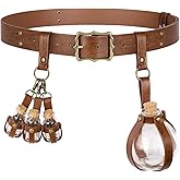 HiiFeuer 3PCs Medieval Alchemy Belt Potion Bottle Fantasy Adjustable Glass Vials, Wizard Witch Costume Renaissance Ren Faire