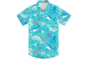 GOODSTOWORLD 2-10T Boys Novelty Hawaiian Short Sleeve Button Down Dress Shirt