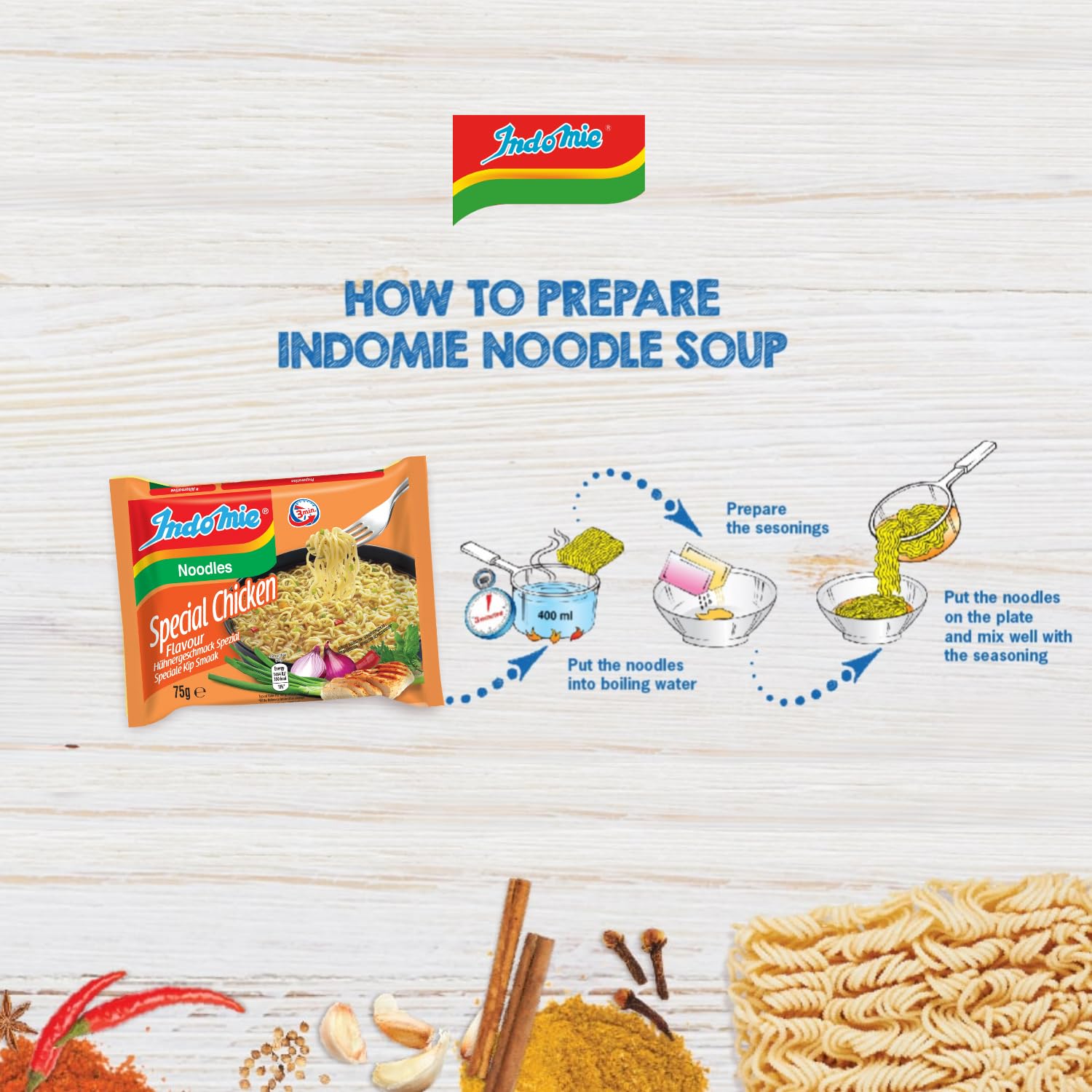 INDOMIE - Instant Nudeln Hühn Spezial 5-Pack - (1 X 5 X 75 GR) 4