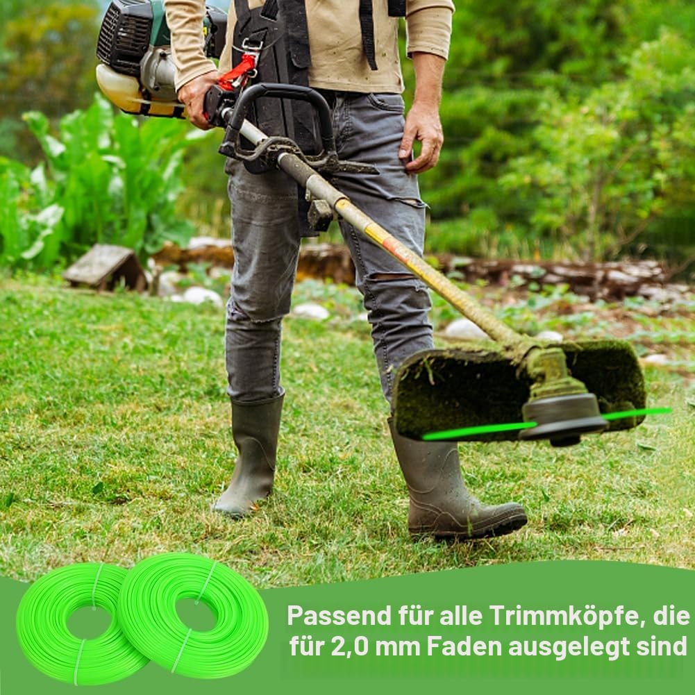 2,0 mm Nylon Mähfaden, 100m Grün Runde Trimmerschnur Starke Trimmerfaden 5