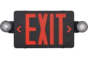 GZRUIYANG Black Housing Exit Sign with Emergency Lights Red, LED Emergency Exit Light with Battery Backup, UL 924 Certified, AC 120/277V, Commercial Emergency Lights Combo for Business - 1 Pack