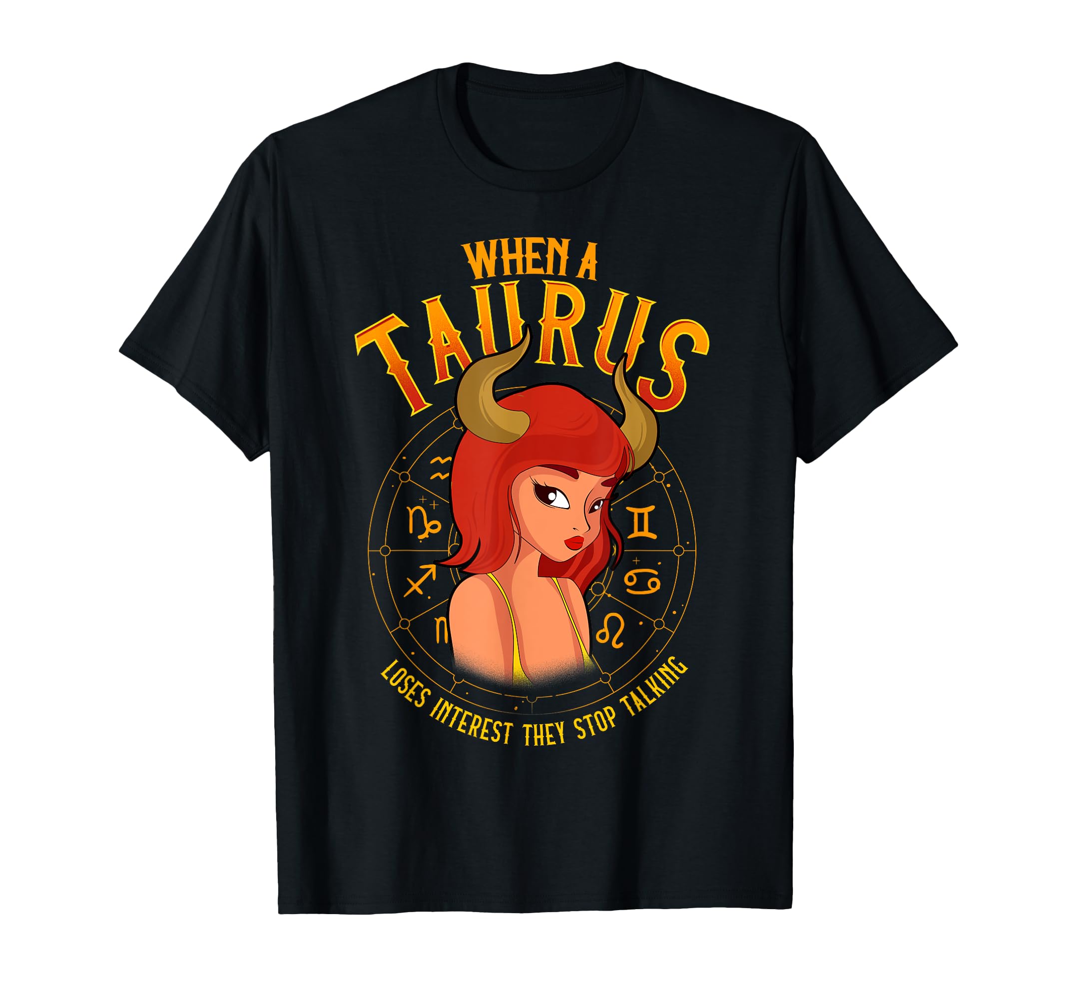 Taurus Zodiac Sign Anime Girl Art T-Shirt