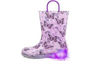 HugRain Light Up Rain Boots for Little Kids