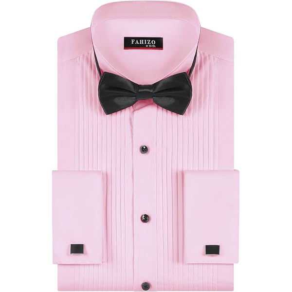 Berlioni Italy Men's Two-Toned Dress Shirt With Convertible French Cuffs