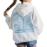 VILAGRAH Y2K Embroidered Hoodies for Women Graphic Hibiscus Oversized Pullover Sweatshirt Cute Teen Girls Preppy Hoodie