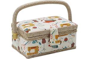 D&D Sewing Basket with Accessories, Small Sewing Box Organizer with Mini Sewing Kits for Kids, Beginners and Gift (Orange Fab