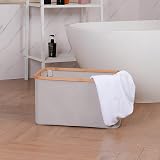 efluky 60L Foldable Laundry Basket Bamboo Fabric Collapsible Storage Grey view 7