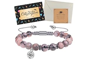 VICHTOP 2024 Graduation Bracelet Gifts for Her Him, Cool Graduation Gift for College & High School, Ideal Gift for Son or Daughter, Elastic Bracelet with Personalized Greeting Card & Gift Box