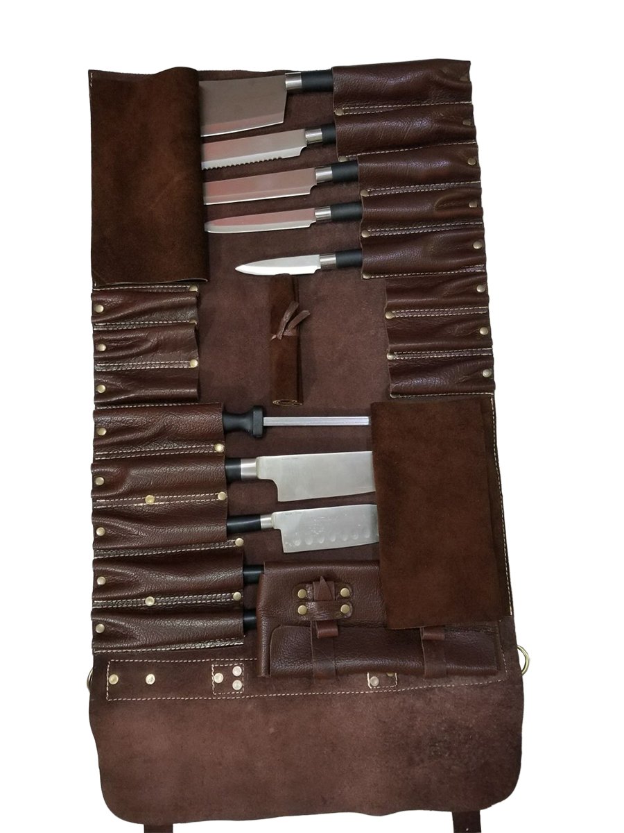 Professional Chef Bag Lightweight Genuine PREMIUM MAROON Leather 16