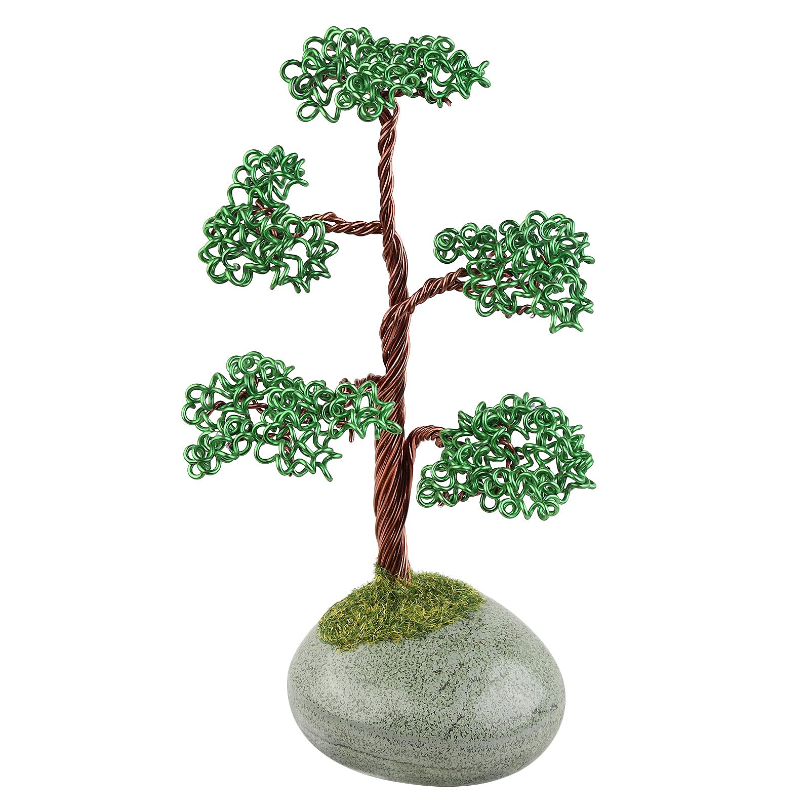 mookaitedecor Aluminium Wire Artificial Money Boonsai Tree with Ceramic Vase, Healing Wishing Straight Tree Desktop Decoration for Wealth and Luck