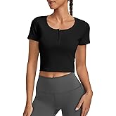 kakola Womens Workout Crop Tops Short Sleeve Athletic Cropped T Shirt Scoop Neck Gym Yoga Fitted Basic Tee