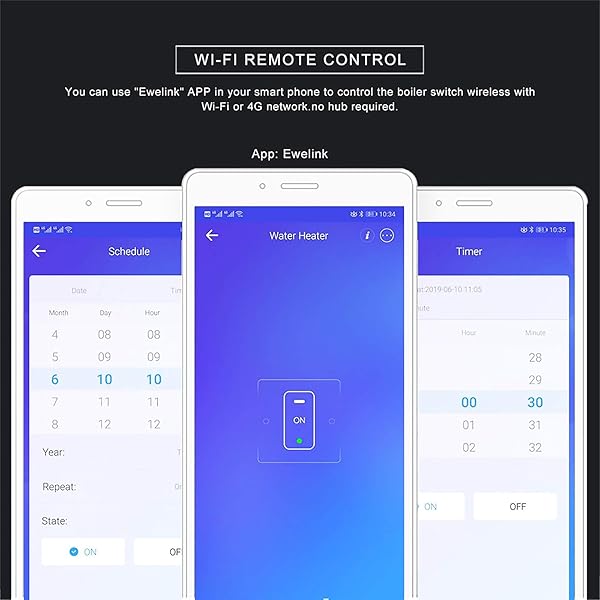 ALLOMN Interruptor de Caldera Wi Fi Inteligente Interruptor del Calentador de Agua Caliente Compatible con Alexa Google Home APP Control Remoto de Voz Carga Mx 4400W Blanco