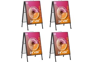 Noliven 4 Pack Heavy Duty A Frame Sign with Handle, 24" x 36" Portable Metal Sign Board, Double-sided Weatherproof Sandwich S