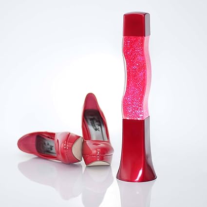 Quadratische 41cm hohe Glitterlampe Rot Glitter Beckster Magmalampe