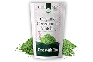 ONE WITH TEA Ceremonial Matcha Powder USDA Organic 2oz – Authentic Japanese Green Tea, Made in Japan | Perfect for Matcha Latte, Smoothies, Hot & Iced Drinks