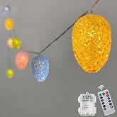 Fonusty Easter String Lights Battery Operated 7Ft 10 LED Pastel Egg Lights Shatterproof with Timer, Indoor Outdoor Decorations Egg Light String for Party Garden Home Spring Themed Tree Easter Decor