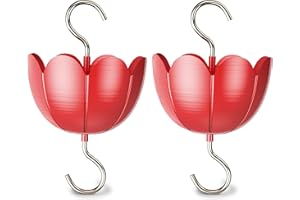 TINLAVIY Ant Moat for Hummingbird Feeders, Metal Ant Guard for Hummingbird, Hummingbird Feeder Accessory Hooks, Insect Guard with Large Capacity, Red 4 OZ x 2 Pack