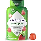 vitafusion B-Complex Gummy Dietary Supplements, with 5 B Vitamins to Support Cellular Energy Production (1), Plus Vitamin C, Strawberry Flavor, 60 Count