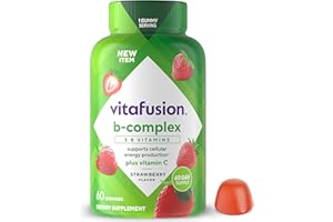 vitafusion B-Complex Gummy Dietary Supplements, with 5 B Vitamins to Support Cellular Energy Production (1), Plus Vitamin C, Strawberry Flavor, 60 Count