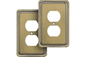 Henne Bery Rope Edge Decorative Wall Plate Switch Plate Outlet Cover (Single Duplex, 2 Pack, Antique Brass)