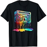 Dripping Paint Boombox Old School 80s Music Hip Hop T-Shirt