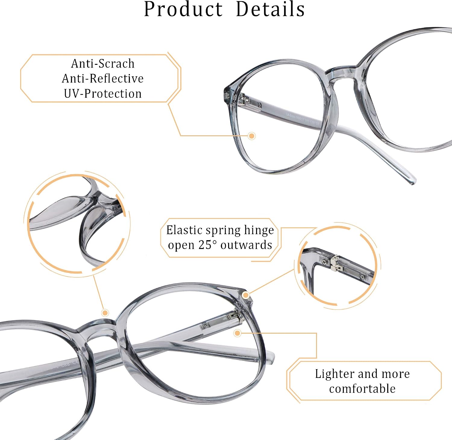LifeArt Blue Light Blocking Glasses, Computer Reading Glasses with Spring Hinge, Gaming Glasses - Image 3