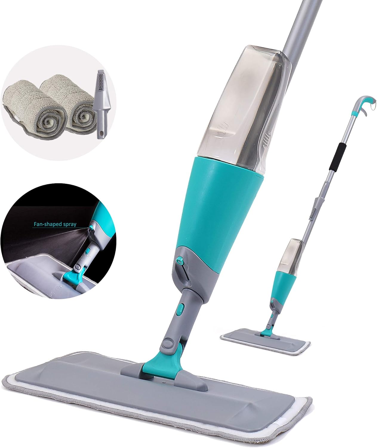 Finnhomy Spray Floor Mop Kit with 3 Free Reusable Microfiber Pads 360 Degree Professional Handle