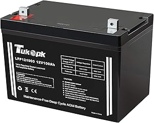 12V 100Ah Deep Cycle Battery, SLA AGM Battery by for Solar System RV Camping Trolling Motor Wheelchair, in Series 48V 36V 24V - Tukopk