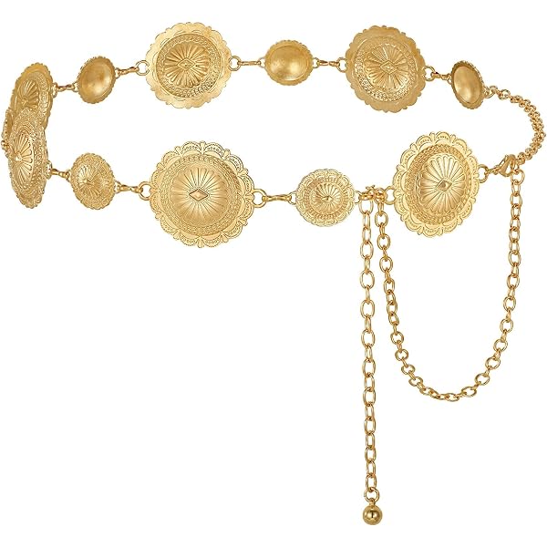 OVOY Women Western Concho Chain Belt - Fashion Gold Metal  display picture 1
