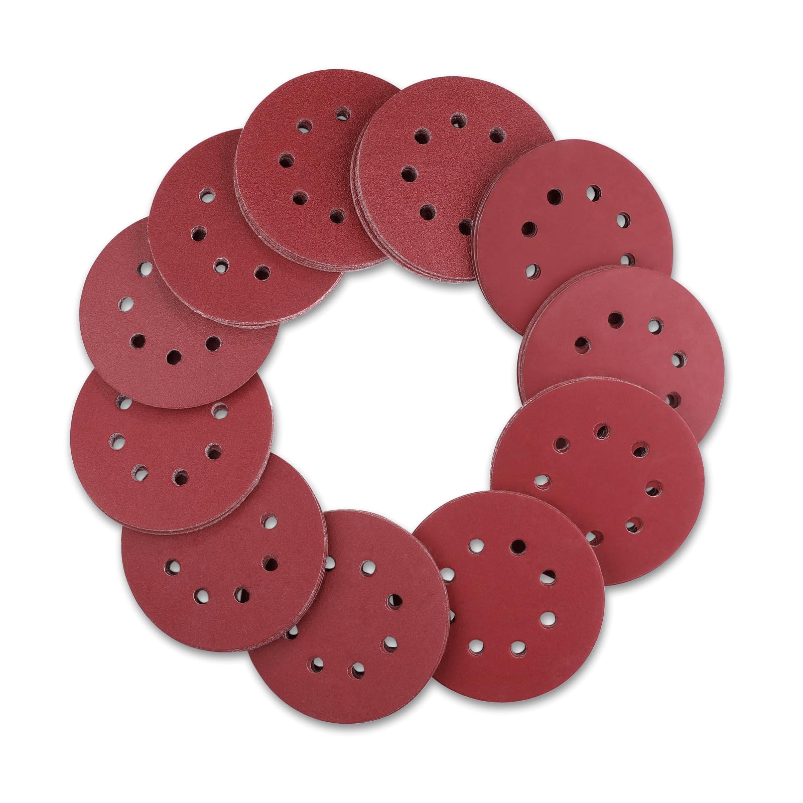DEKOPRO 150 PCS Sanding Discs 5 Inch/125mm 8 Holes Sandpaper Set 60, 80, 100, 120, 150, 180, 240, 320, 400, 600 Grits Round Sandpaper for Random Orbital Sander — image 1