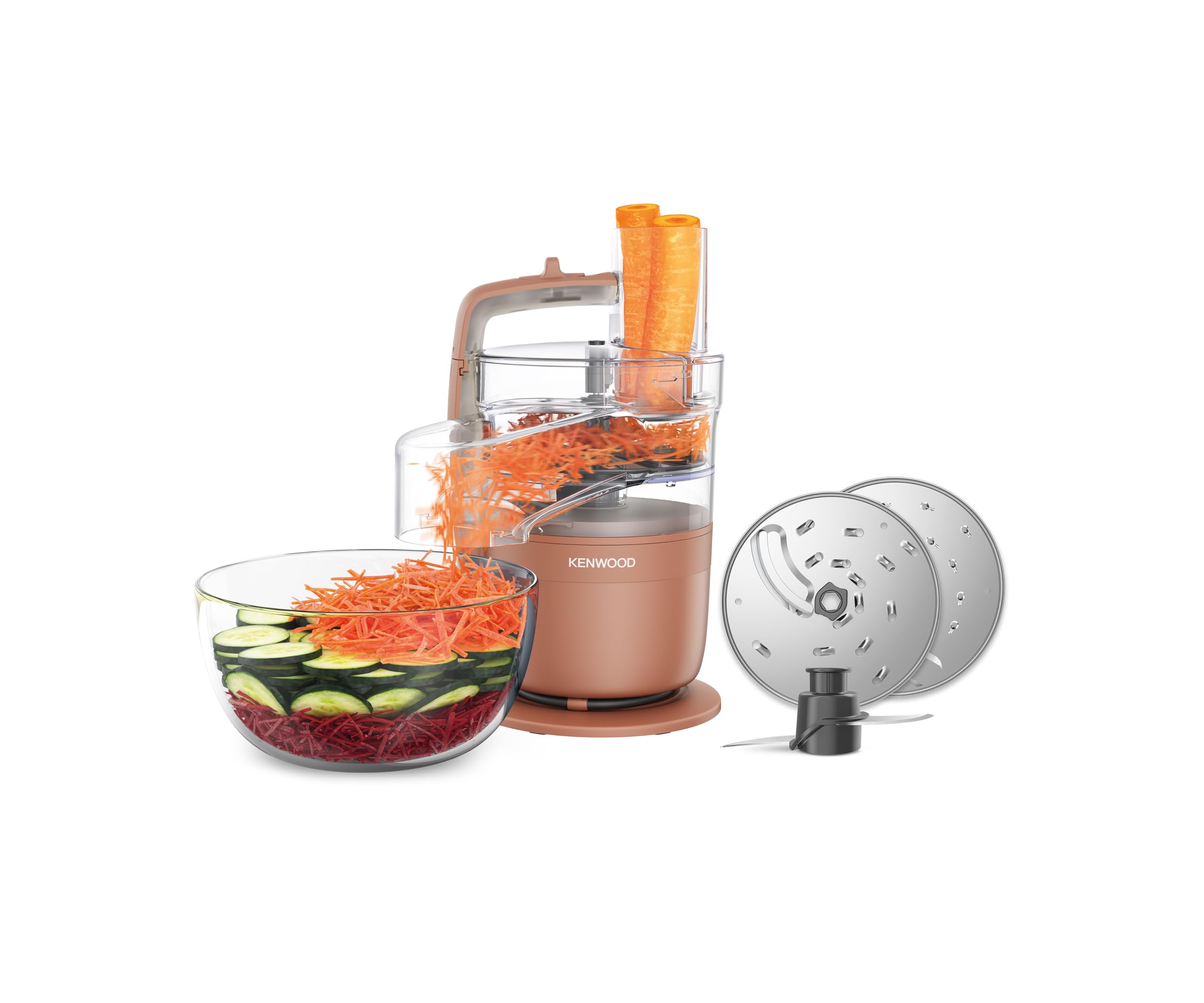 Kenwood MultiPro Compact – Kompakte Küchenmaschine mit Express Serve, Edelstahlmesser, Schneid- und Raspelscheiben, Pulse-Funktion, Rot (FDP23.140RD)