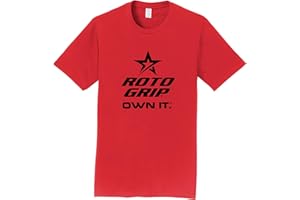 Logo Infusion Red T-Shirt 100% Cotton - Roto Grip Bowling - Black Roto Grip Logo - Design 00AS