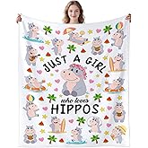 MOUND BOOM Hippo Blanket Gifts for Women Girls Kids,Hippopotamus Stuff Hippo Decor Throw Blanket,Hippopotamus Gifts for Hippos Lovers Adults Mom 50"x40"