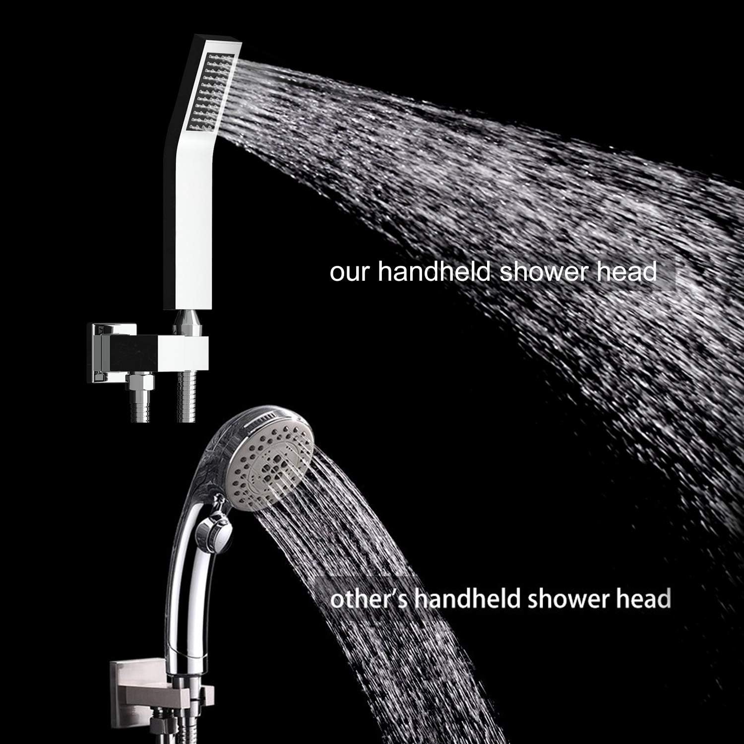 SR SUN RISE 16 Inches Polished Chrome Shower Faucet System Bathroom Luxury Rain Mixer Shower Faucet Set Ceiling Mounted Rainfall Shower Head Set (Contain Shower Faucet Rough-In Valve Body and Trim) - - 
