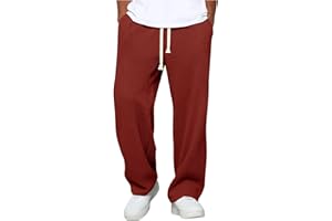 Baggy Waffle Pants for Men Casual Elastic Waist Textured Trousers Casual Wide Leg Lightweight Joggers Comfy Sweatpants