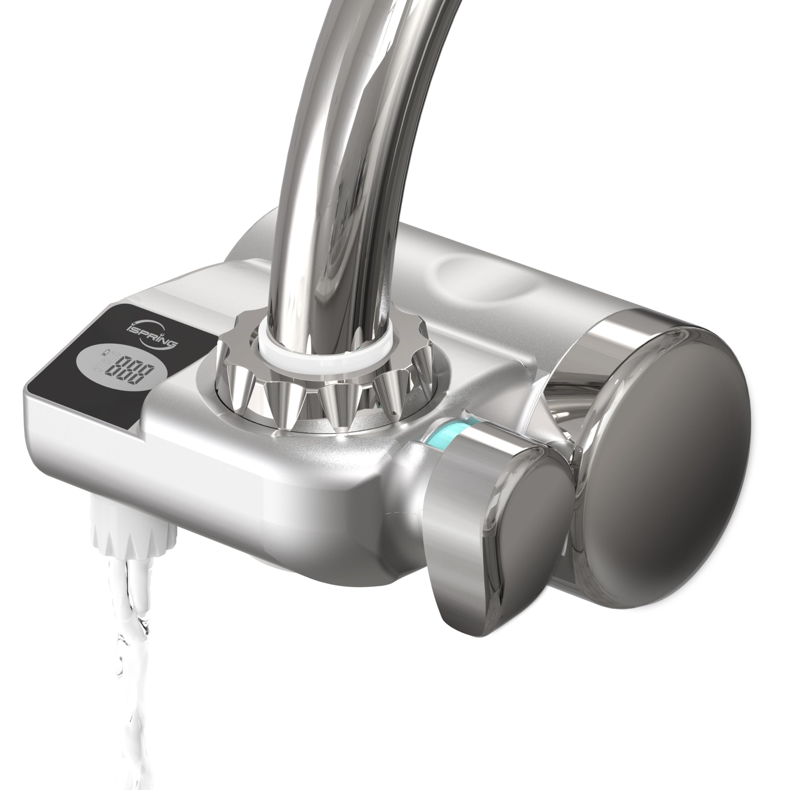 iSpring DFGB1S Water Filter Tap, Activated Carbon Tap Water Filter for Tap in Home and Kitchen, Reduces Chlorine, Limescale, Heavy Metals, and Unpleasant Odors, Silver