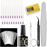 Fiberglass Nail Extension Gel Kit Gel Nail Builder Extension Fiber Nail Kit with Magical Silk Fiberglass, Quick Building Gel, Nail File, Tweezers, Scissors, Nail forms for Gel Extension Nail Art