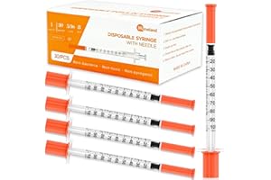 Himeland 1ml/cc Disposable Syringe with 30G 5/16" (8mm) Needle | 30 Pack Individually Wrapped | U-100 Lab Supplies
