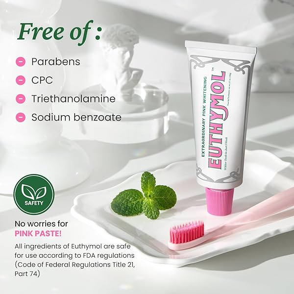 EUTHYMOL WHITENING TOOTHPASTE (3.7FL OZ) – STAIN REMOVAL IN 2 WEEKS, LONG-LASTING FRESHNESS FOR SENSITIVE GUM & TEETH. BAD BREATH, CAVITY PREVENTION. RECYCLABLE ALUMINUM TUBE