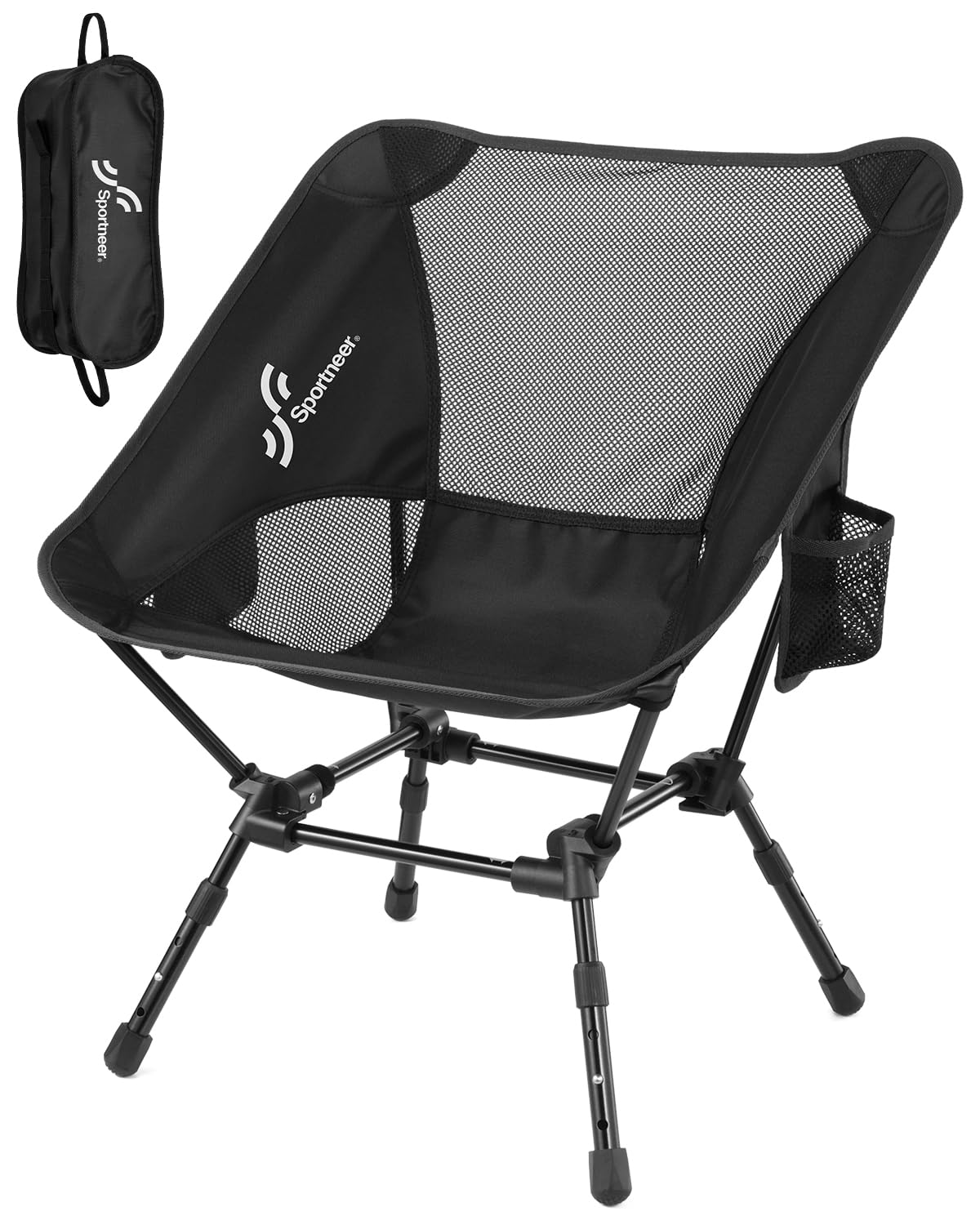 Photo 1 of Sportneer Camping Chairs, Folding Chairs for Outside Adjustable Height Beach Chair for Adults Portable Camp Chairs Foldable Compact Backpacking Chair for Camping Hiking Picnic Outdoor (1, Black)