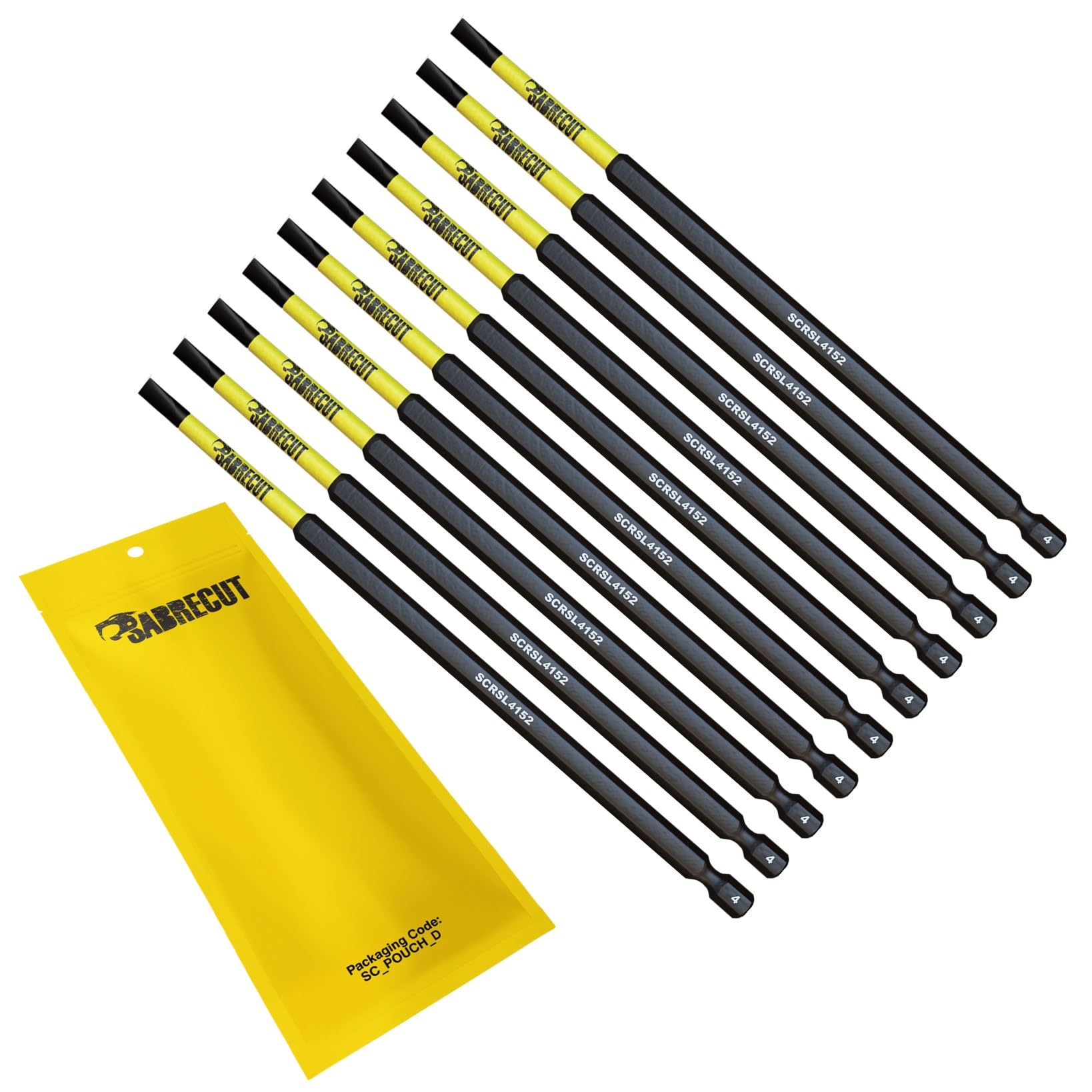 10 x SabreCut SCRSL4152_10 152mm SL4 Slotted Magnetic Impact Screwdriver Driver Bits Set Single Ended Heavy Duty
