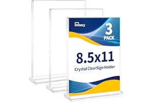 Annecy Sign Holder 8.5 x 11, 3 Packs Sign Stand for Display, T Shape Plastic Clear Sign Holder 8.5x11 Standing Vertical Menu Flyer Holder, Frames Table Signs for Stores, Restaurants, Hotels, Office