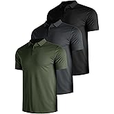 Men's 3 Packs Quick Dry Golf Polo Shirts Dry Fit Moisture Wicking Performance Summer Athletic Casual Short Sleeve Shirts