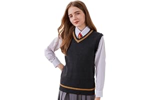Focupaja Sweater Vest Knit V-Neck Sleeveless Pullover Halloween Cosplay Costumes Cardigan Vest Waistcoat Unisex Fall Winter