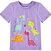 Cuddomper Toddler Girls Clothes T-Shirt Short Sleeve Graphic Tee Cartoon Dinosaur 2-6T Girl Shirt Summer