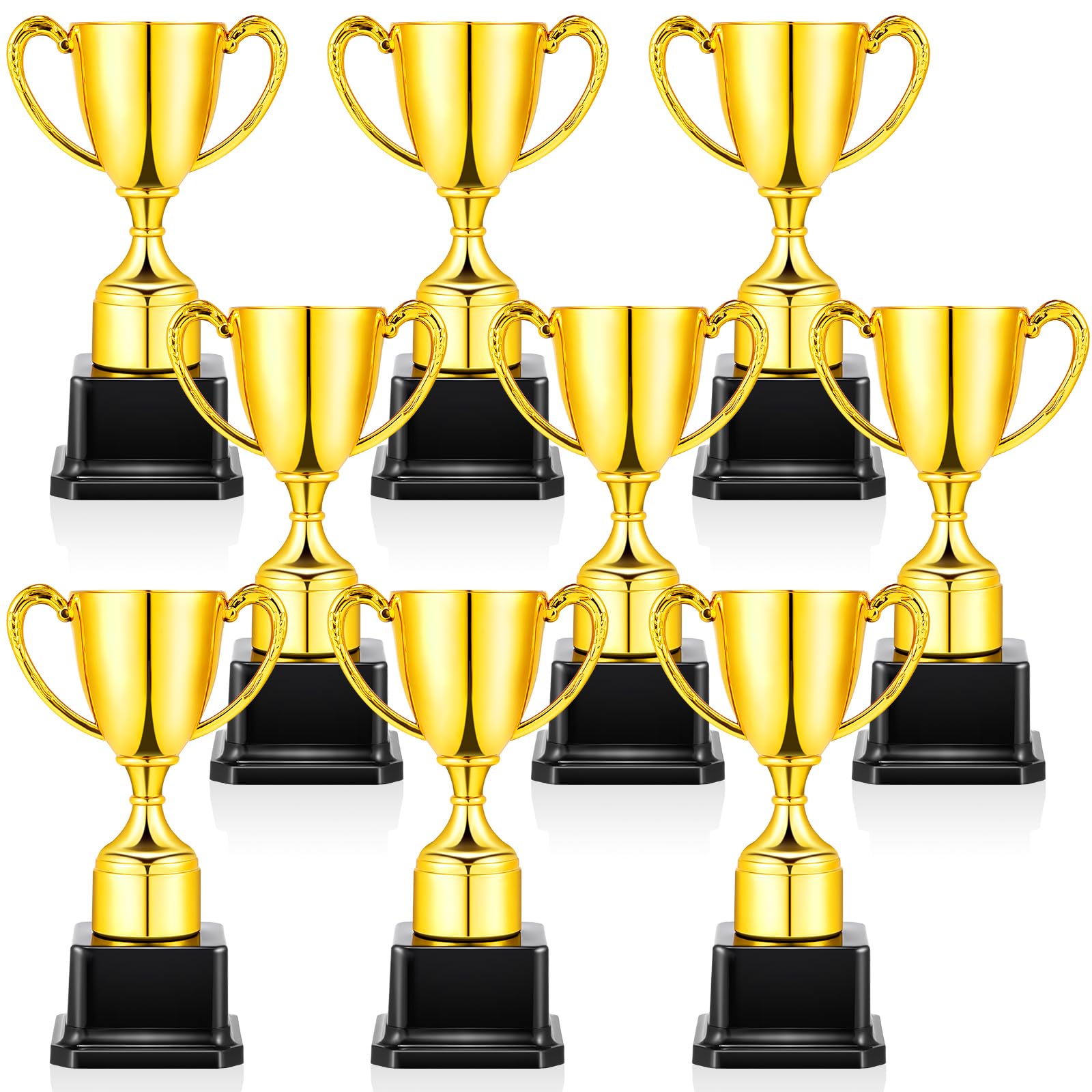 Photo 1 of Wettarn 9 Pcs 7 Inch Gold Plastic Trophy Cup Bulk Participation Trophy Award for Sports Tournaments Football Soccer Baseball Competition Achievement Prize Party Favors