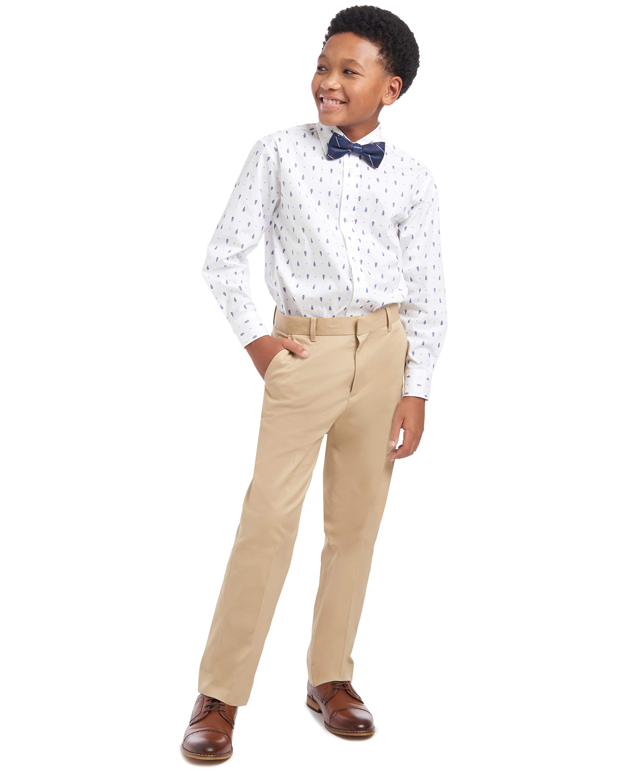 Tommy Hilfiger Boy's Flat-front Twill Dress Pant, Straight Leg Fit, Belt Loops & Slant Front Pockets