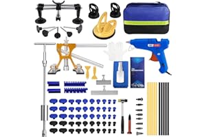 ZEUSFIRE Dent Puller Kit, 97 PCS Paintless Dent Removal Kit with Double Pole Bridge Puller, Slide Hammer T-bar Dent Puller, Golden Lifter, Suction Cup, and Glue Gun for Car Dent Repair