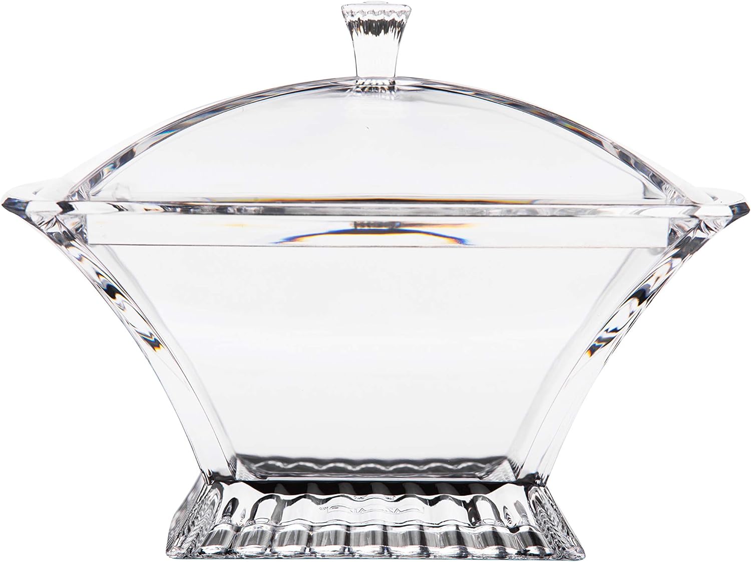 Azad Homeware Rectangle Acrylic Large Candy Bowl With Lid 340ml, Clear